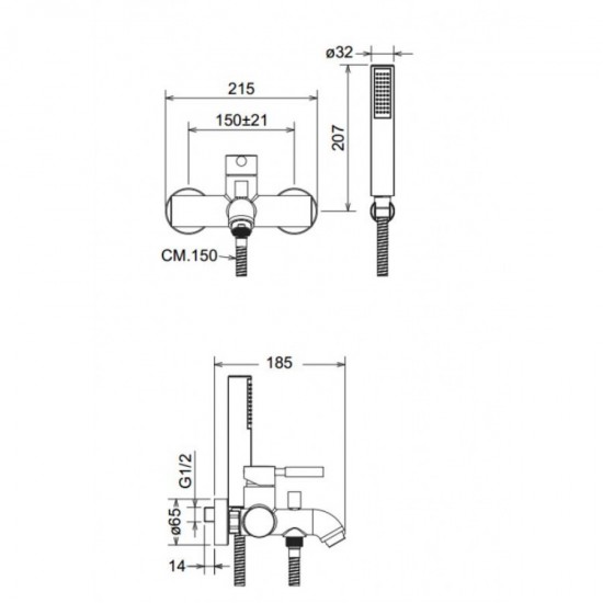 Μπαταρία Λουτρού La Torre New Tech 12019-300 White Matt Λευκό Ματ
